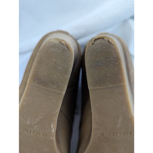 NAUTICA! CAMEL TAN VEGAN SUEDE WEDGE HEEL LACE-UP BOOTS, BOOTIES! SZ 8.5 - Picture 8 of 9